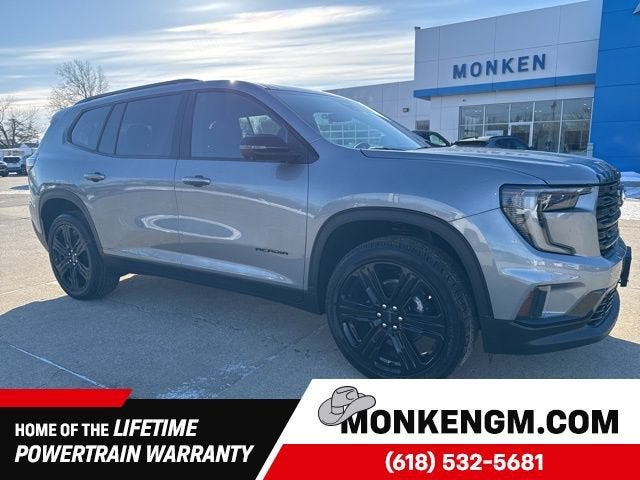 2026 GMC Acadia Elevation in Sterling Metallic — front three-quarter view