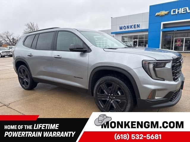 2026 GMC Acadia Elevation in Sterling Metallic — front three-quarter view