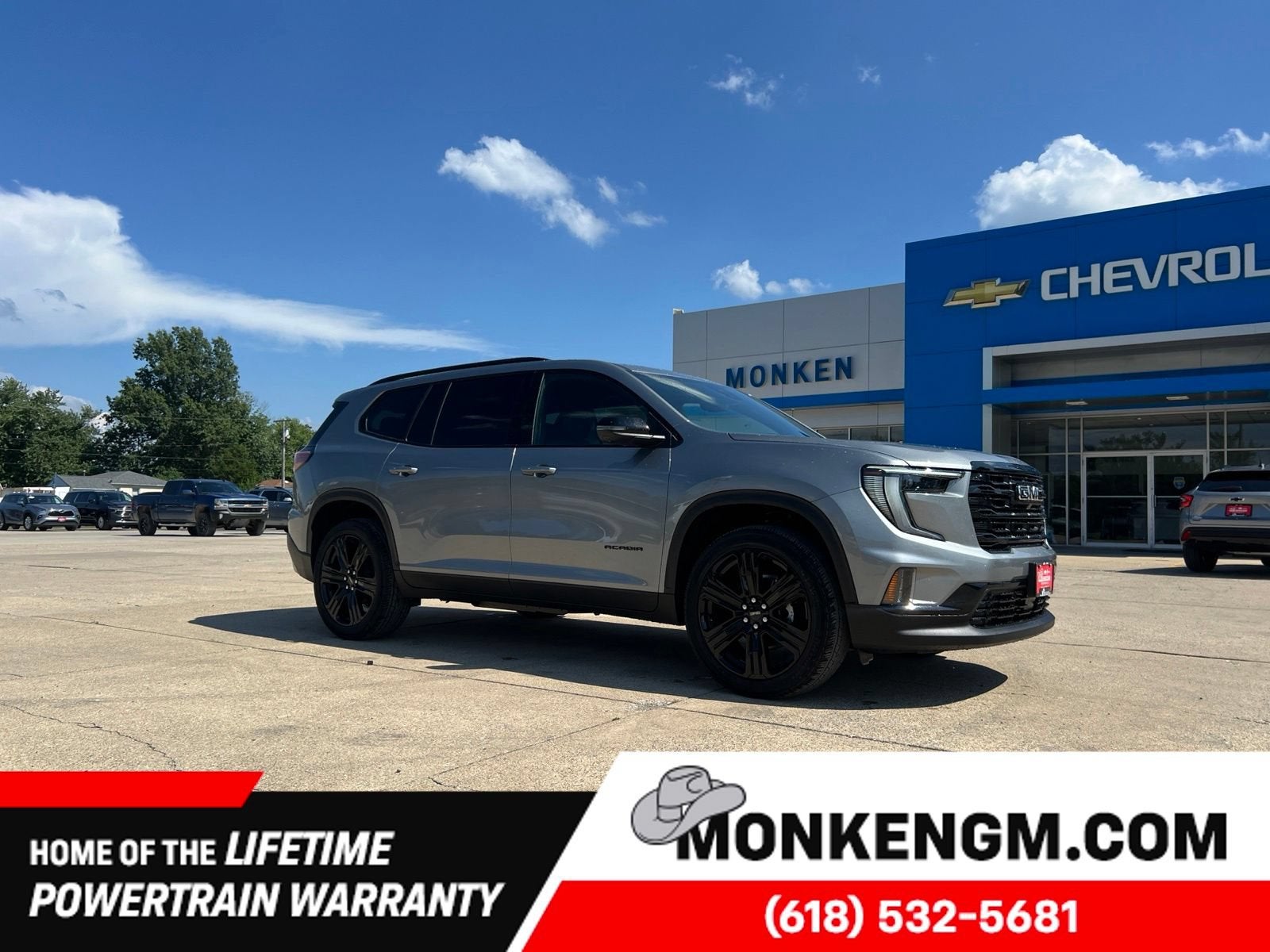 2026 GMC Acadia Elevation in Sterling Metallic — front three-quarter view