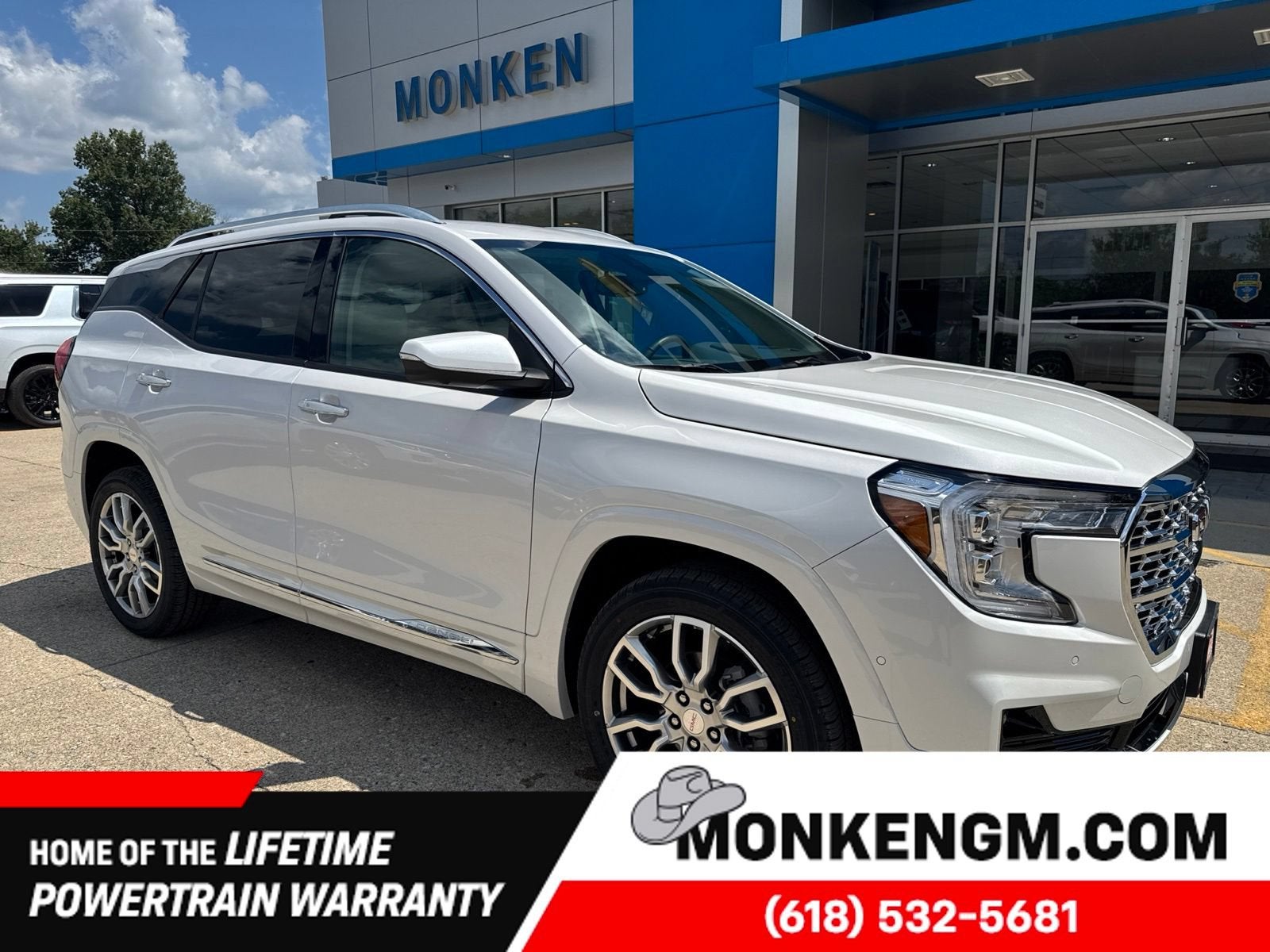 2024 GMC Terrain Denali in White Frost Tricoat — front three-quarter view