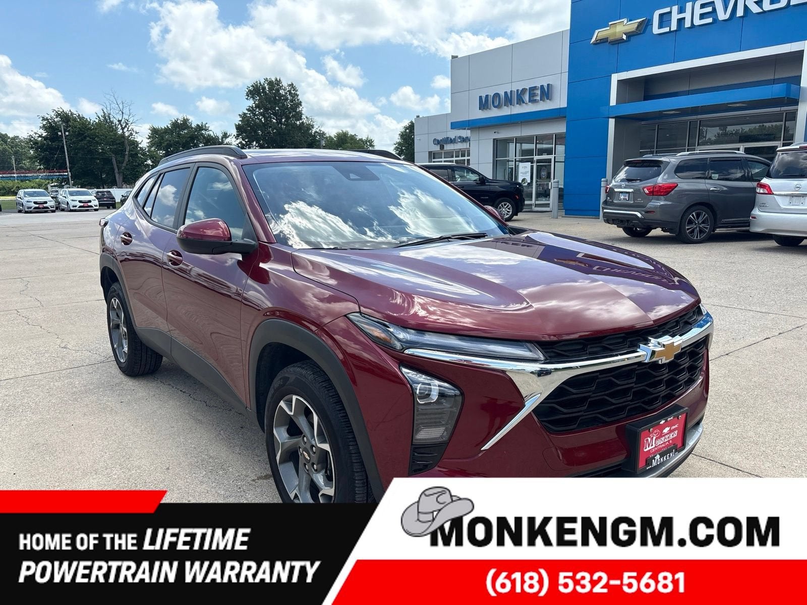 2025 Chevrolet Trax LT in Crimson Metallic — front three-quarter view